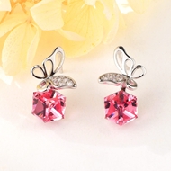 Show details for Nickel Free Platinum Plated Pink Dangle Earrings with No-Risk Refund