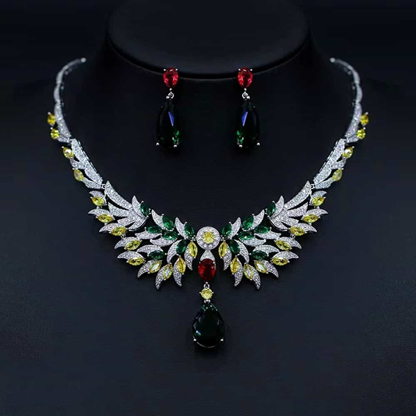 Picture of Funky Flowers & Plants Cubic Zirconia 2 Piece Jewelry Set