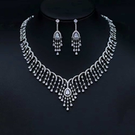 Show details for Designer Platinum Plated White 2 Piece Jewelry Set with Easy Return Show details for Designer Platinum Plated White 2 Piece Jewelry Set with Easy Return