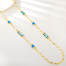 Show details for Good Quality Rhinestone Blue Fashion Sweater Necklace