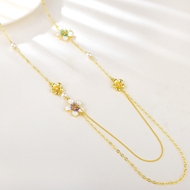 Show details for Top Flowers & Plants Zinc Alloy Fashion Sweater Necklace