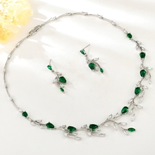 Show details for Low Cost Platinum Plated Green 2 Piece Jewelry Set