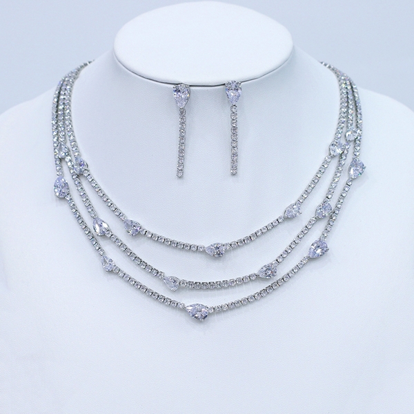 Picture of Good Cubic Zirconia White 2 Piece Jewelry Set
