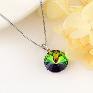 Show details for 14mm green light satellite stone necklace