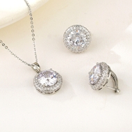 Show details for Copper or Brass Cubic Zirconia 2 Piece Jewelry Set From Reliable Factory