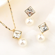 Show details for Eye-Catching White Geometric 2 Piece Jewelry Set with Member Discount