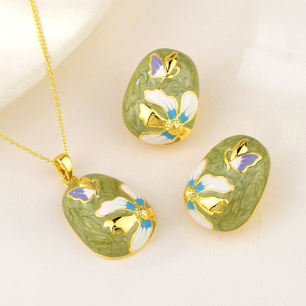 Picture of Good Opal Green 2 Piece Jewelry Set