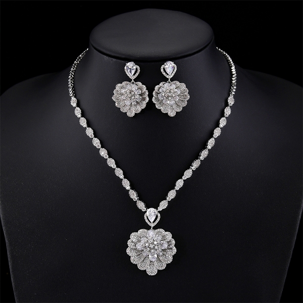 Picture of Low Price Copper or Brass Platinum Plated 2 Piece Jewelry Set from Trust-worthy Supplier