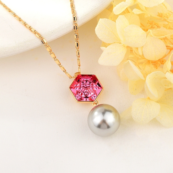 Picture of Popular Swarovski Element Pink Pendant Necklace